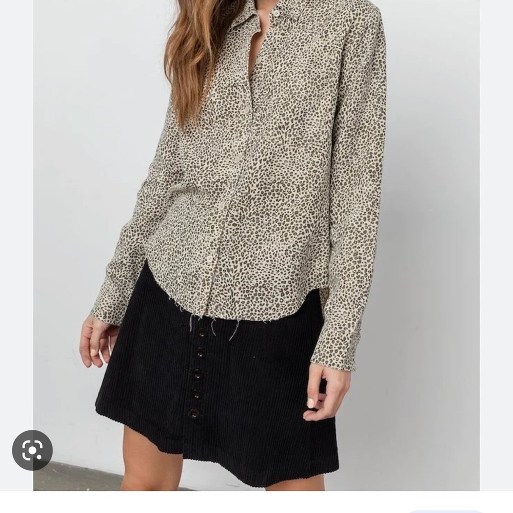Rails Ingrid Jungle Crave Raw hem Cheetah Print Button Up Blouse Women’s XS